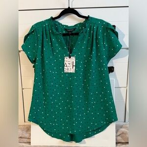 41 Hawthorn Emerald Polka Dot Blouse
